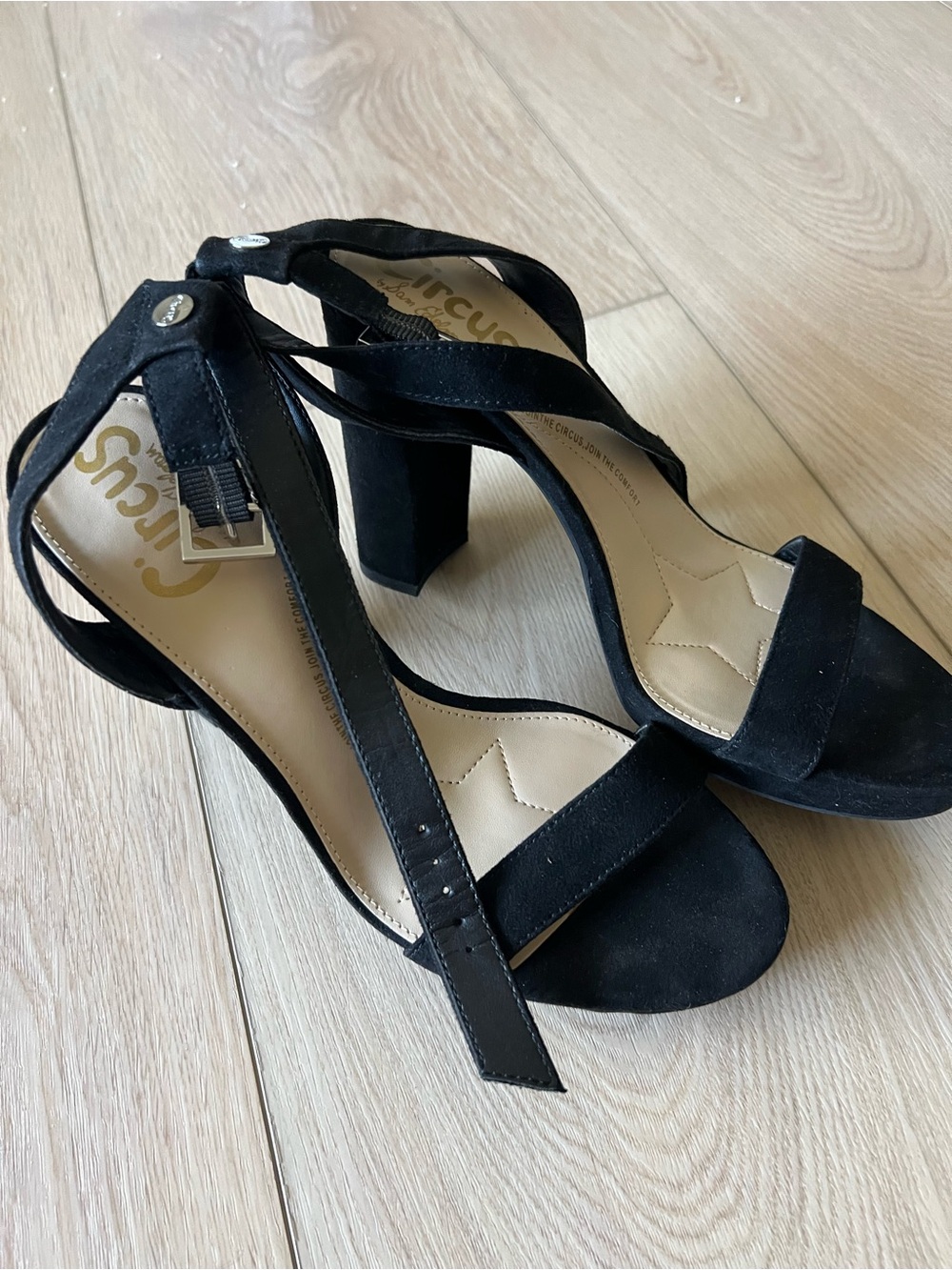 Circus by Sam Edelman Black Strappy Block Heel Sandals